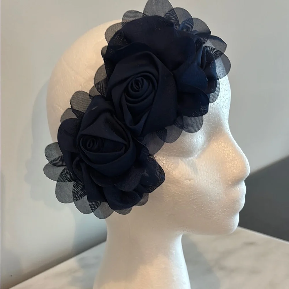 Blue Floral Hair Accessory with Sheer Roses